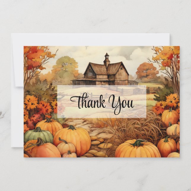 Tarjeta De Agradecimiento Cosecha de la granja de calabaza (Anverso)