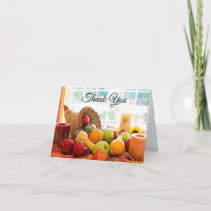 Tarjeta De Agradecimiento Cosecha de la mesa de la cornucopia de la granja