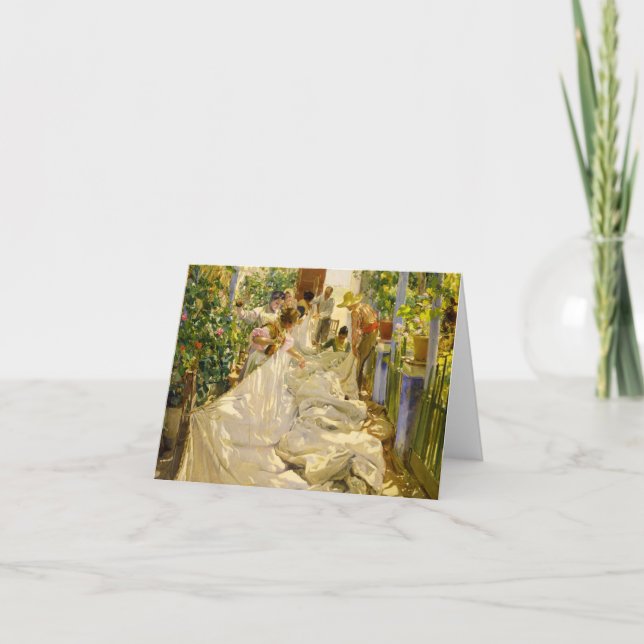 Tarjeta De Agradecimiento Cosechando la vela por Joaquín Sorolla (Anverso)