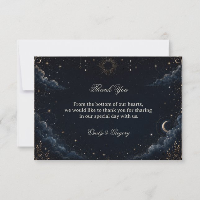 Tarjeta De Agradecimiento Cósmico Vintage Celestial  (Anverso)