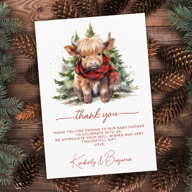 Tarjeta De Agradecimiento Cosmo Highland Cow Granja Animal Winter Baby Showe (Subido por el creador)