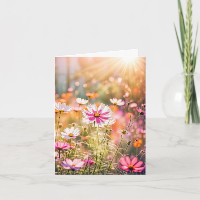 Tarjeta De Agradecimiento Cosmos Garden Rosado Por Solidaridad (Anverso)