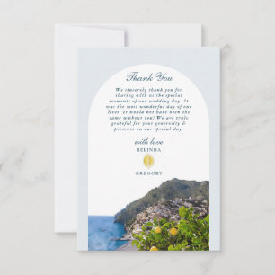 Tarjeta De Agradecimiento Costa Amalfi Arco Boda Italia Limones Acuarela