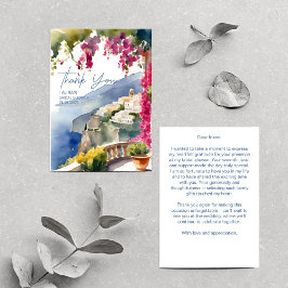 Tarjeta De Agradecimiento costa Amalfi Mediterráneo italiano ducha de novia