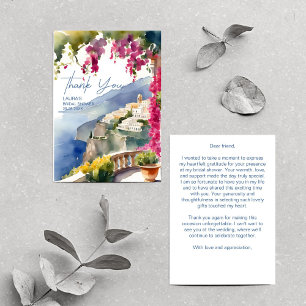Tarjeta De Agradecimiento costa Amalfi Mediterráneo italiano ducha de novia
