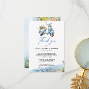 Tarjeta De Agradecimiento Costa Amalfitana Italia Azul Vespa Llanto de agrad