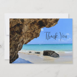 Tarjeta De Agradecimiento Costa Tropical de Playa con Gran Roca Gracias