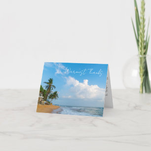 Tarjeta De Agradecimiento Costa tropical de playa y palmeras vista al océano