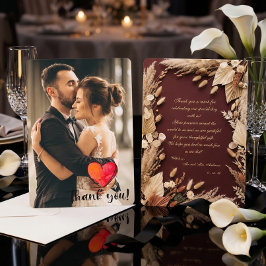 Tarjeta De Agradecimiento Costumbre Romántica Foto Floral Boho Rústico