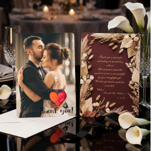 Tarjeta De Agradecimiento Costumbre Romántica Foto Floral Boho Rústico