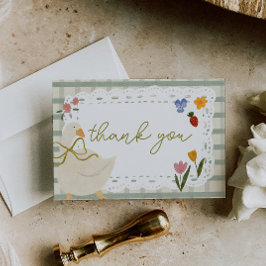 Tarjeta De Agradecimiento Cottagecore Ganso Cuadrillé de Gracias