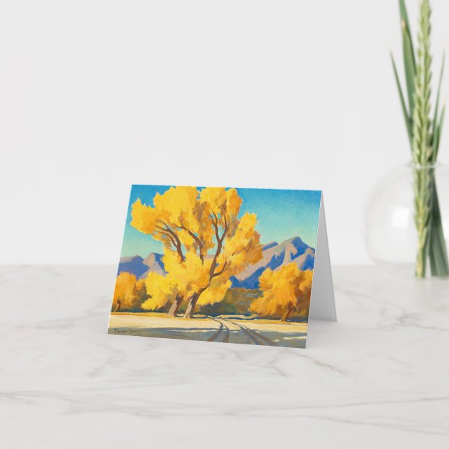 Tarjeta De Agradecimiento Cottonwoods del desierto, Arizona, por Maynard Dix (Anverso)