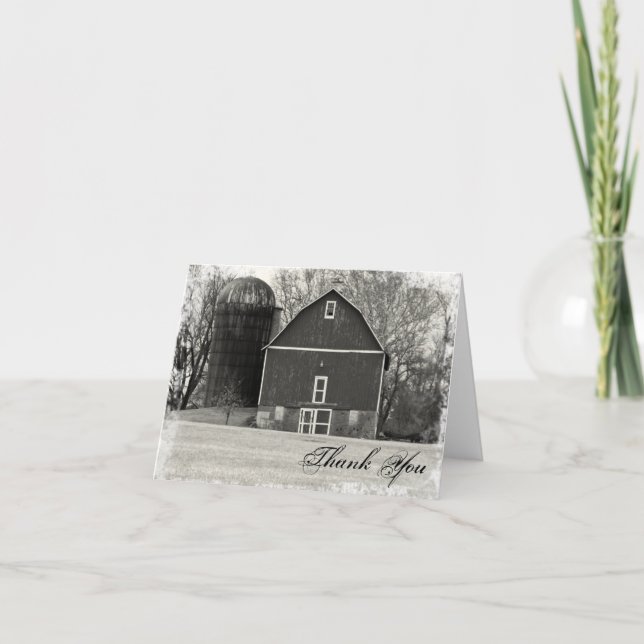Tarjeta De Agradecimiento Country Barn Farm Gracias (Anverso)