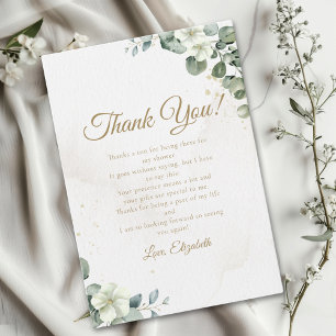 Tarjeta De Agradecimiento Country Bridal Shower with Eucalyptus 