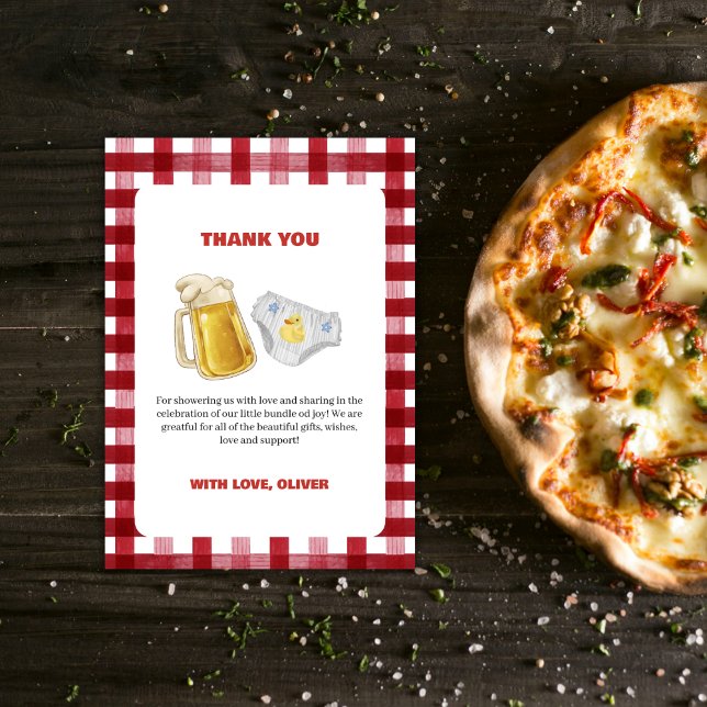 Tarjeta De Agradecimiento Country Huggies Chuggies Beer Diaper Baby Shower  (Country Huggies Chuggies Beer Diaper Baby Shower Thank You Card)