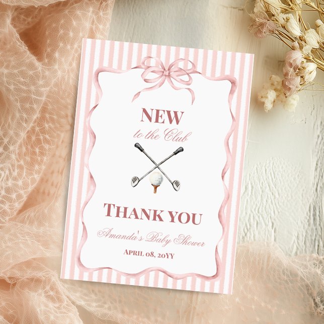 Tarjeta De Agradecimiento Country Pink Girl New to the Club Golf Baby Shower (Subido por el creador)