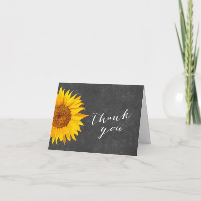 Tarjeta De Agradecimiento Country Sunflower Chalkboard Baby Shower Gracias (Anverso)