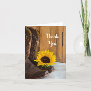 Tarjeta De Agradecimiento Country Sunflower Western Bridesmaid Gracias
