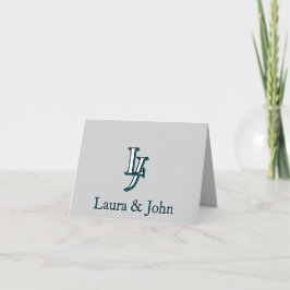 Tarjeta De Agradecimiento Couple Initials & Names Love Folded Card