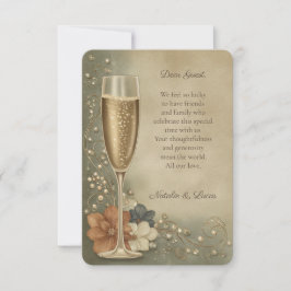 Tarjeta De Agradecimiento Couple’s Champagne Floral Wedding Shower