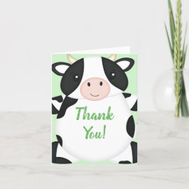 Tarjeta De Agradecimiento Cow Baby Shower Green