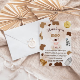 Tarjeta De Agradecimiento Cow Boho Rustic Baby Shower