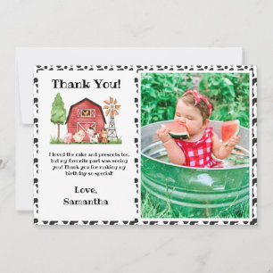 Tarjeta De Agradecimiento Cow Farm/ Barnyard Birday Photo