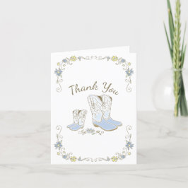 Tarjeta De Agradecimiento Cowboy Baby Shower Country Western Blue Boy