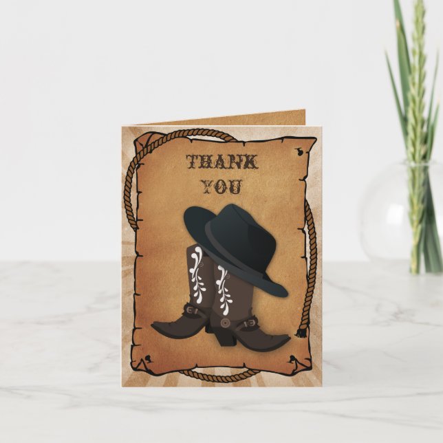 Tarjeta De Agradecimiento cowboy botas Western Them Gracias (Anverso)