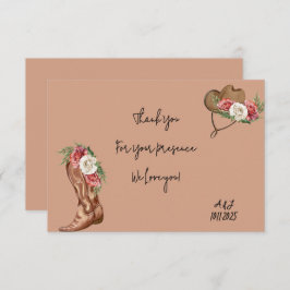 Tarjeta De Agradecimiento cowboy bridal ducha gracias