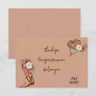 Tarjeta De Agradecimiento cowboy bridal ducha gracias