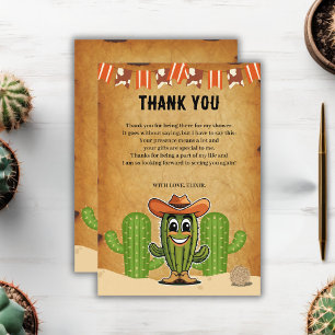 Tarjeta De Agradecimiento Cowboy Little Cactie Cactus Baby Shower