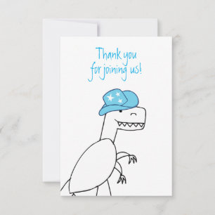 Tarjeta De Agradecimiento Cowboy Trex Dinosaur Kids Birday Gracias