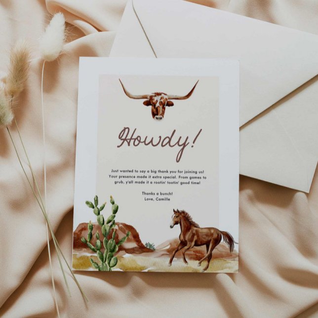 Tarjeta De Agradecimiento Cowboy Western Baby Shower (Cowboy Western Baby Shower Thank you card)