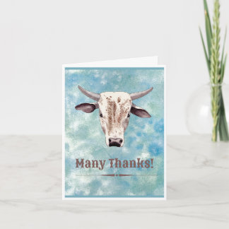 Tarjeta de agradecimiento Cowboy Western Bull Them