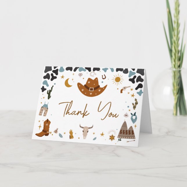 Tarjeta De Agradecimiento Cowboy Wild West Baby Shower (Anverso)
