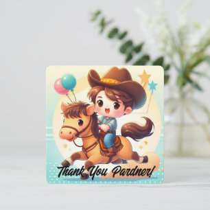 Tarjeta De Agradecimiento Cowboy y caballo gracias cumpleaños