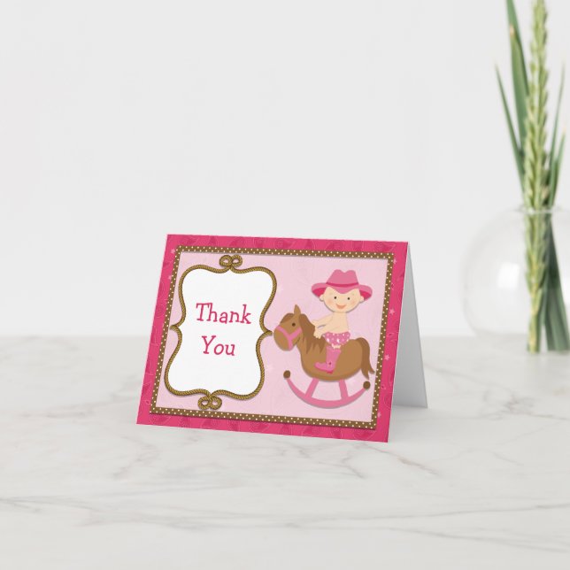 Tarjeta De Agradecimiento Cowgirl Baby Thank You Card (Anverso)