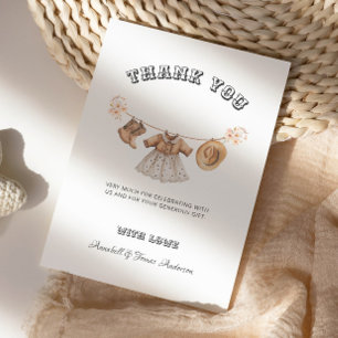 Tarjeta De Agradecimiento Cowgirl Western Country Baby Shower