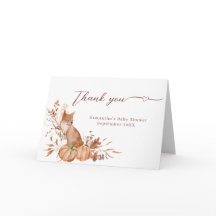 Cozy Fall Neutral Fox Pumpkin Gratitude Card
