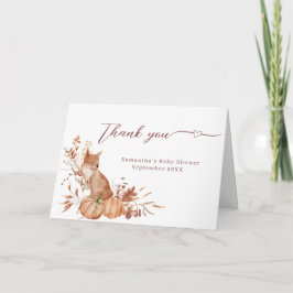 Tarjeta De Agradecimiento Cozy Fall Neutral Fox Pumpkin Gratitude Card