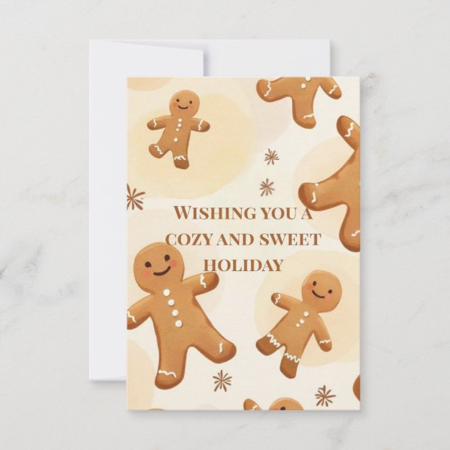 Tarjeta De Agradecimiento Cozy & Sweet Gingerbread Holiday Greeting Card (Anverso)