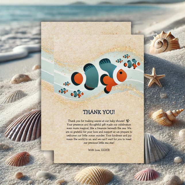 Tarjeta De Agradecimiento Craft Purpurina Clown Fish Nemo Baby Shower (Subido por el creador)