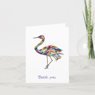 Tarjeta De Agradecimiento Crane Original acuarela Whimsical