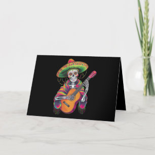 Tarjeta De Agradecimiento Cráneo De Esqueleto De Cinco De Mayo Guitarra De F