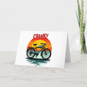Tarjeta De Agradecimiento Cranky Biker Tee: Viejo atardecer y bicicleta sin