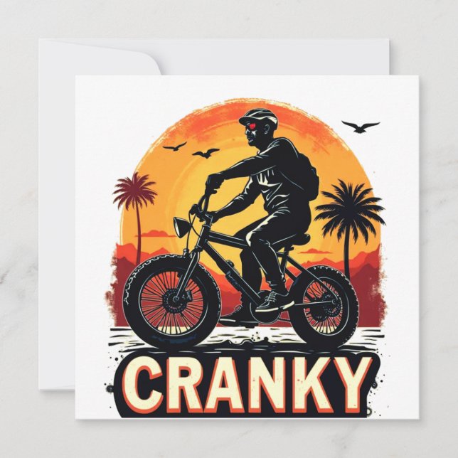 Tarjeta De Agradecimiento Cranky: Energiza tu viaje - Tee de ciclismo divert (Anverso)