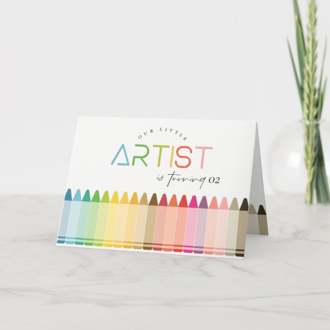 Tarjeta De Agradecimiento Crayon Rainbow, un pequeño artista, cualquiera que (Anverso)