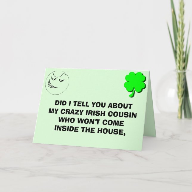 Tarjeta De Agradecimiento CRAZY IRISH COUSIN chiste (Anverso)