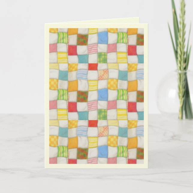 TARJETA DE AGRADECIMIENTO CRAZY QUILT / Crema (Anverso)